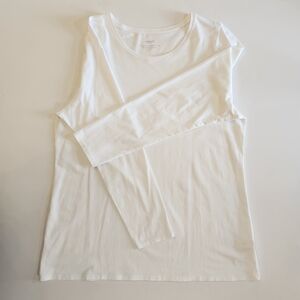 J Jill Pure Jill Long Sleeve stretch cotton tee scoop neck white Pima XL